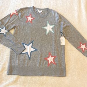 Ladies size 16-18 lightweight sweater with different color stars Heather Grey